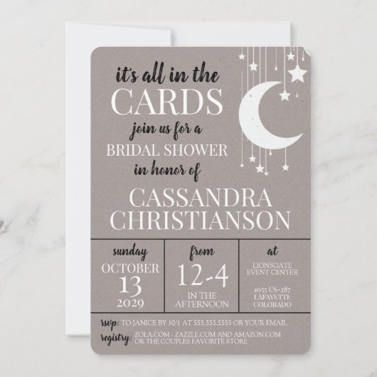 Bridal Shower Tarot 招待状 (裏面)
