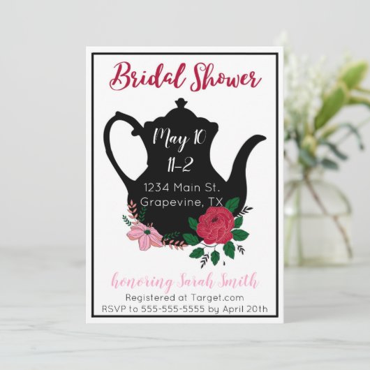 Bridal Shower Tea Invitation 招待状 (スタンド正面)