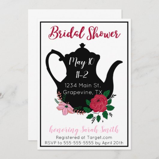 Bridal Shower Tea Invitation 招待状 (正面/裏面)
