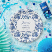 Bridal Shower Tea Party Blue White Chinoiserie ペーパープレート (パーティー)
