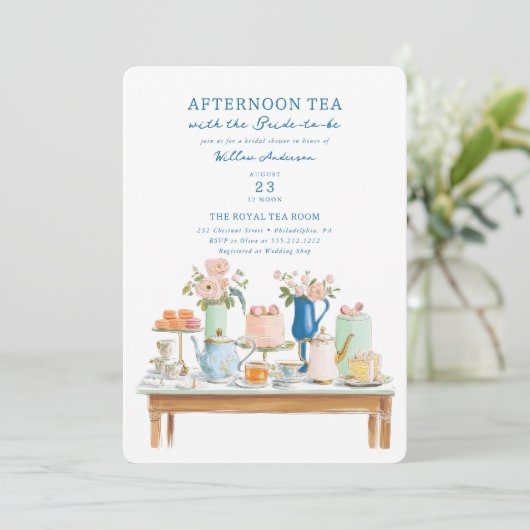 Bridal Shower Tea Party Invitation Illustration 招待状 (スタンド正面)