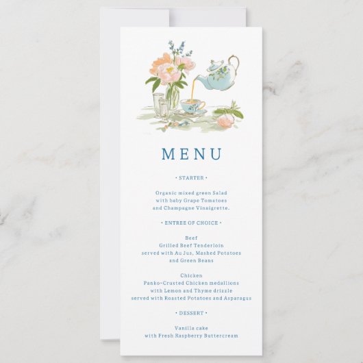 Bridal Shower Tea Party Menu  招待状 (正面)