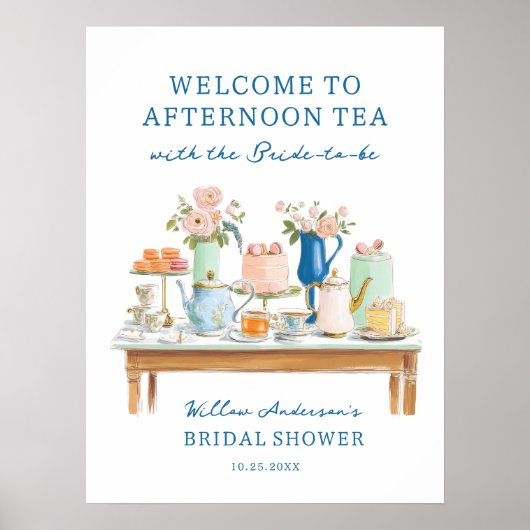Bridal Shower Tea Party Welcome Poster ポスター (正面)
