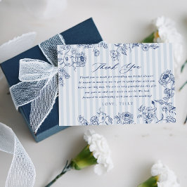 Bridal Shower Thank You Something Blue Floral Card サンキューカード