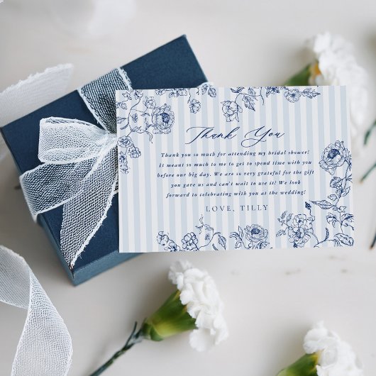 Bridal Shower Thank You Something Blue Floral Card サンキューカード