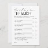 Bridal Shower Trivia Questionnaire Game Card 招待状 (正面)