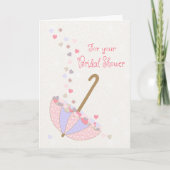 Bridal Shower Umbrella with Hearts and Flowers カード (正面)