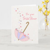 Bridal Shower Umbrella with Hearts and Flowers カード (黄色い花)