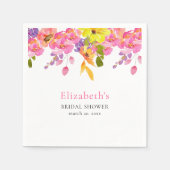 Bridal Shower watercolor flowers yellow and pink スタンダードカクテルナプキン (正面)