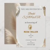 Bridal shower watercolor ,gold and classic invitat 招待状 (正面/裏面)