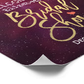 Bridal Shower Welcome Floral Feathers Burgundy Red ポスター (角)