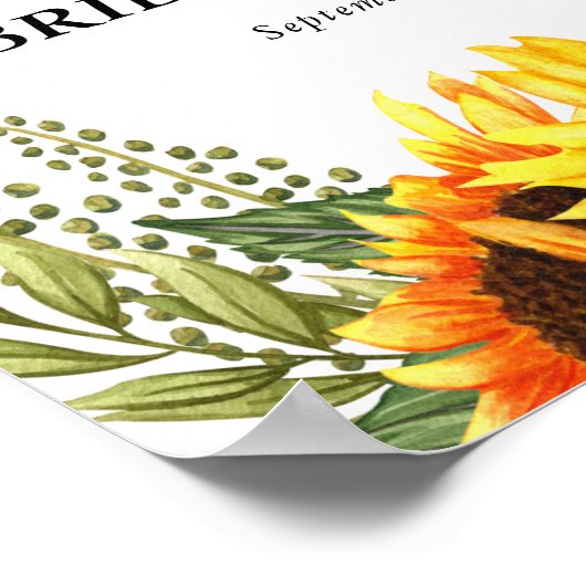 Bridal Shower Welcome Rustic Watercolor Sunflowers ポスター (角)