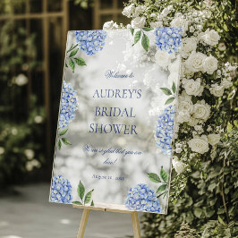 Bridal Shower Welcome Sign, Classic Blue Hydrangea アクリルサイン