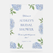 Bridal Shower Welcome Sign, Classic Blue Hydrangea アクリルサイン (正面)