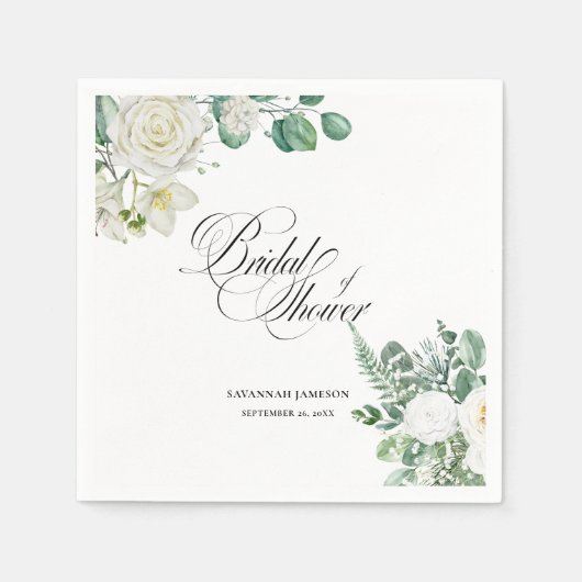 bridal shower welcome sign, eucalyptus bridal スタンダードカクテルナプキン (正面)