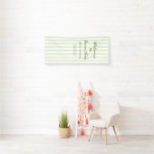 Bridal Shower Welcome Sign Green Stripe Banner 横断幕 (インサイチュ)