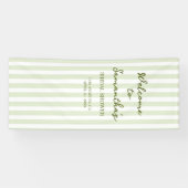 Bridal Shower Welcome Sign Green Stripe Banner 横断幕 (横)