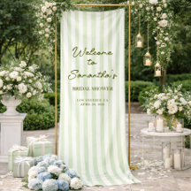 Bridal Shower Welcome Sign Green Stripe Banner