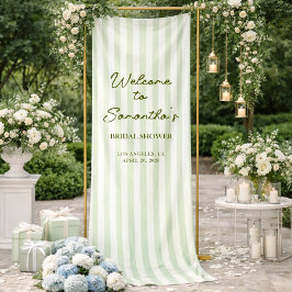 Bridal Shower Welcome Sign Green Stripe Banner 横断幕