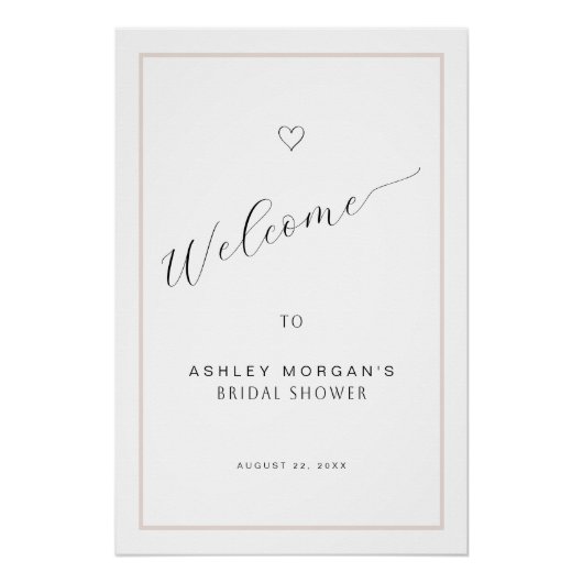 Bridal Shower Welcome Sign | Minimal Black Script  ポスター (正面)