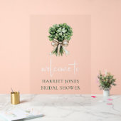 Bridal Shower Welcome Watercolor Clover Bouquet アクリルサイン (ウェディング)