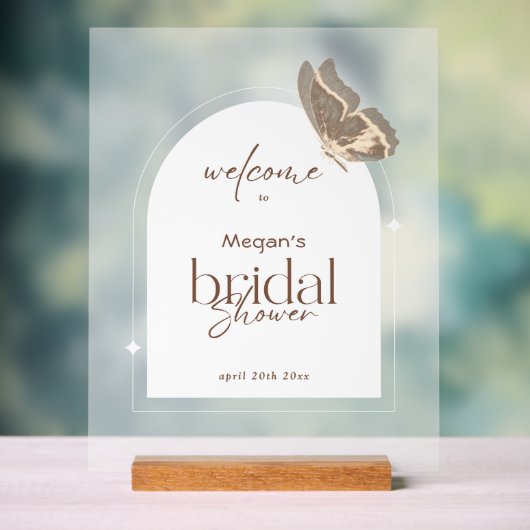 Bridal Shower Welcome Wooden Block Stand Frosted アクリルサイン (ニュートラル)