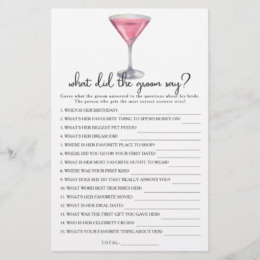 Bridal shower What did the groom say  (正面)