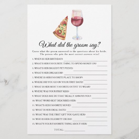 Bridal shower What did the groom say  (正面)