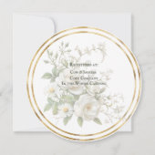 Bridal Shower White Roses Gold Frame セーブザデート (裏面)