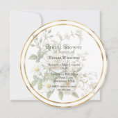 Bridal Shower White Roses Gold Frame セーブザデート (正面)