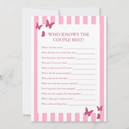 Bridal Shower Who Knows The Couple Best Game (正面)