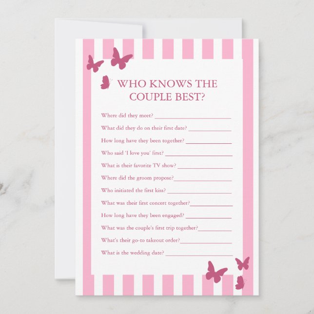 Bridal Shower Who Knows The Couple Best Game (正面)