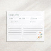Bridal Shower Wildflower Recipe Card