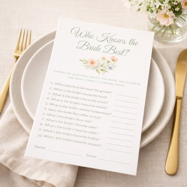 Bridal Shower Wildflower Who Knows the Bride Game (クリエイターアップロード済み)
