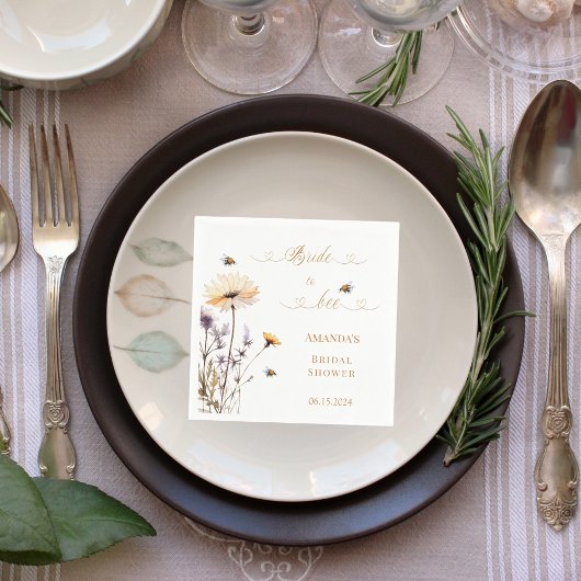 Bridal Shower wildflowers Bride to Bee スタンダードカクテルナプキン