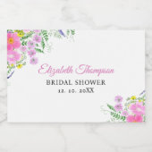 Bridal shower with wildflowers Pink Color スパークリングワインラベル (シングルラベル)