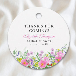 Bridal shower with wildflowers Pink Color フェイバータグ