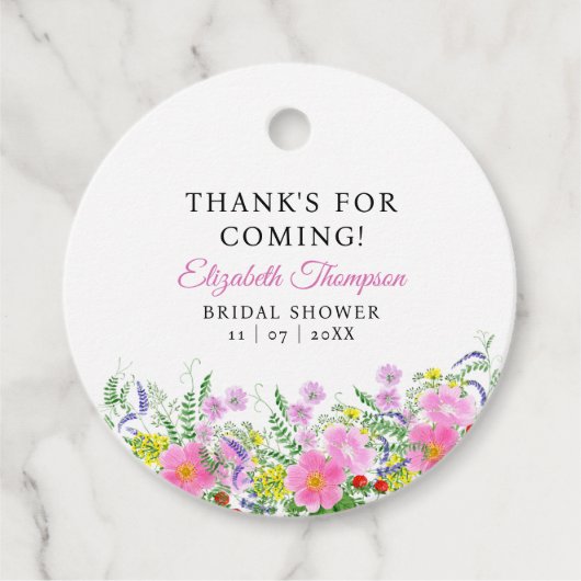 Bridal shower with wildflowers Pink Color フェイバータグ (正面)