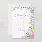 Bridal shower with wildflowers Pink Colors サンキューカード (正面)