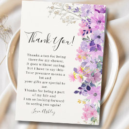 Bridal shower with wildflowers Purple Tones サンキューカード