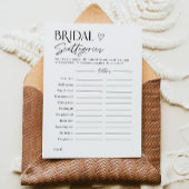 Bridal Shower Word Trivia Party Game Card 招待状