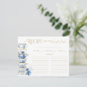 Bridal Tea Party Chinoiserie Blue Recipe Card サンキューカード (スタンド正面)