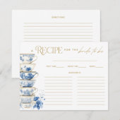 Bridal Tea Party Chinoiserie Blue Recipe Card サンキューカード (正面/裏面)