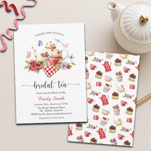 Bridal Tea Party Floral Bridal Shower  招待状