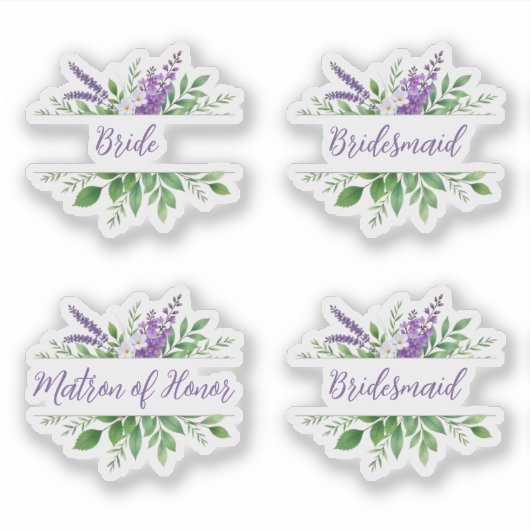 Bridal Team Purple Romantic Floral Split Border シール (正面)