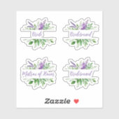 Bridal Team Purple Romantic Floral Split Border シール (シート)