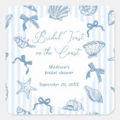 Bridal Toast On The Coast Seashells Bridal Shower スクエアシール (正面)