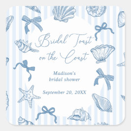 Bridal Toast On The Coast Seashells Bridal Shower スクエアシール