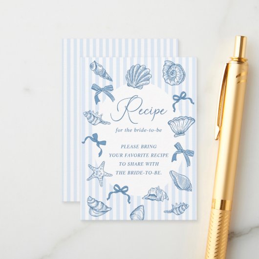Bridal Toast On The Coast Seashells Recipe Bridal エンクロージャーカード (正面/裏面インサイチュ)
