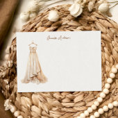 Bridal Wedding Dress Boho Personalized Stationery ノートカード